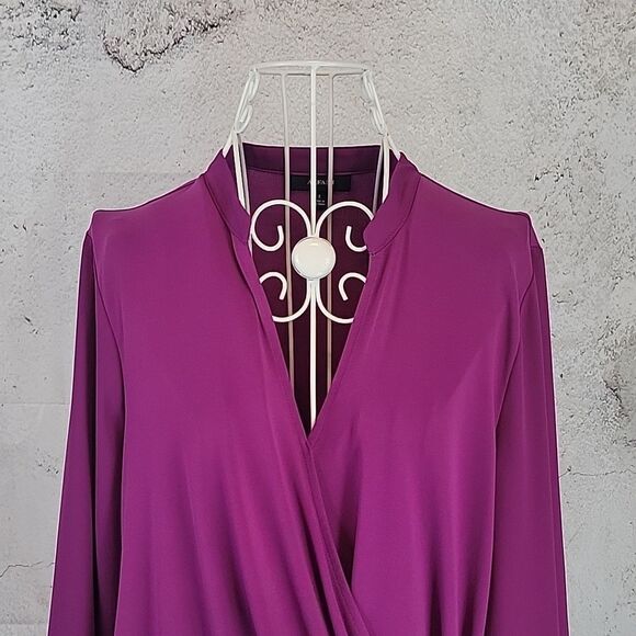 Alfani fuscia pink faux wrap blouse Women's Size S - Picture 2 of 12